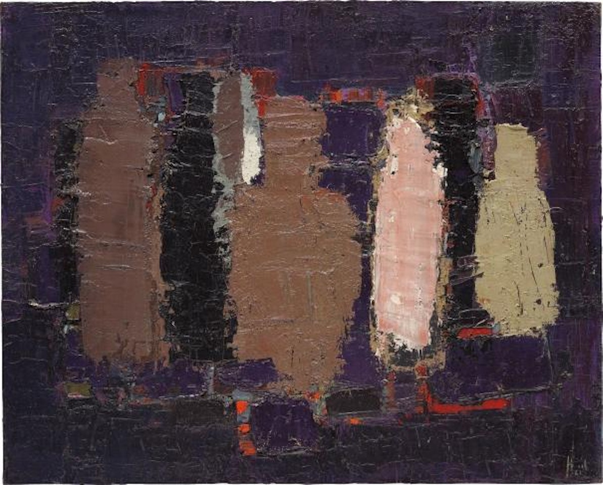 Bouteilles en brun, ocre et rose (Bouteilles: Nature morte) by Nicolas de Staël