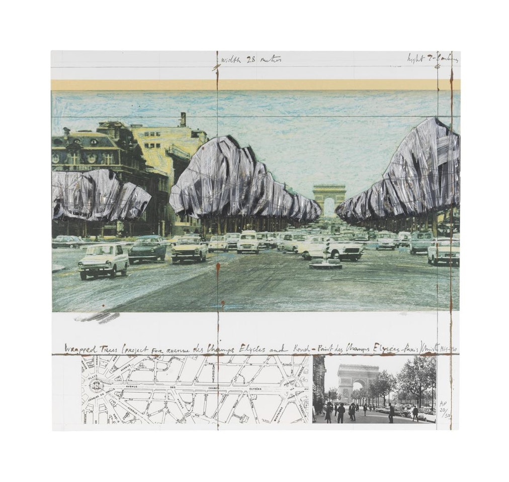 Wrapped Trees, Project for the Avenue des Champs-Elysées, Paris by Christo