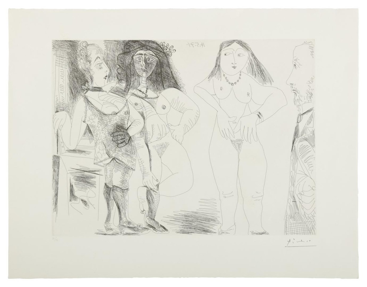 DEGAS CHEZ LES FILLES. LA NOTE (B. 1981; BA. 1991) by Pablo Picasso