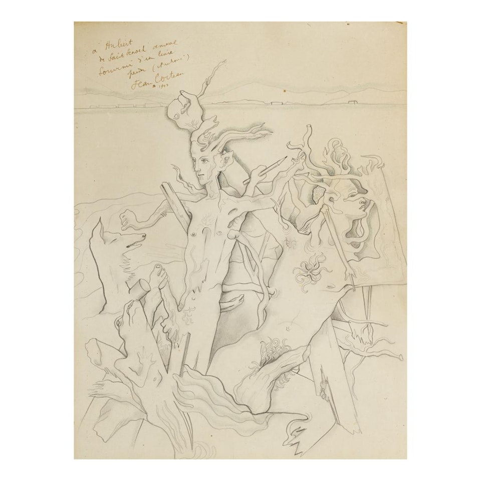DESSIN SURRÉALISTE (HOMMES-RACINES) by Jean Cocteau