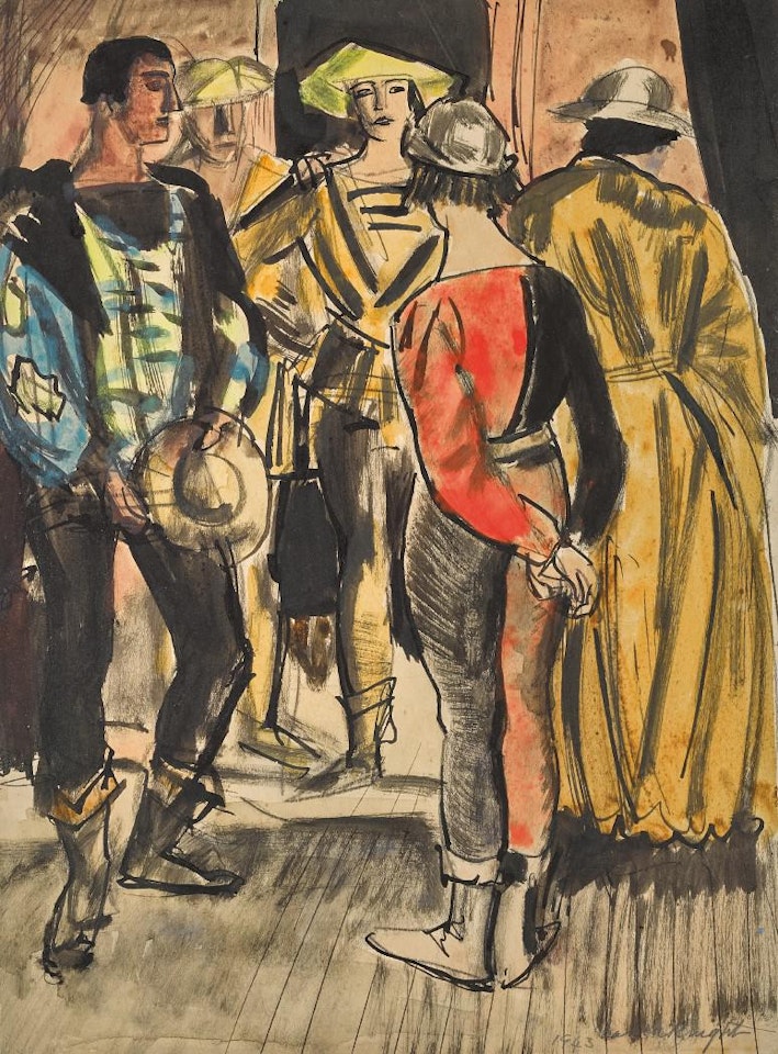 Hamlet and Gertrude; Backstage, Romeo and Juliet at the Regent Theatre by Laura Knight