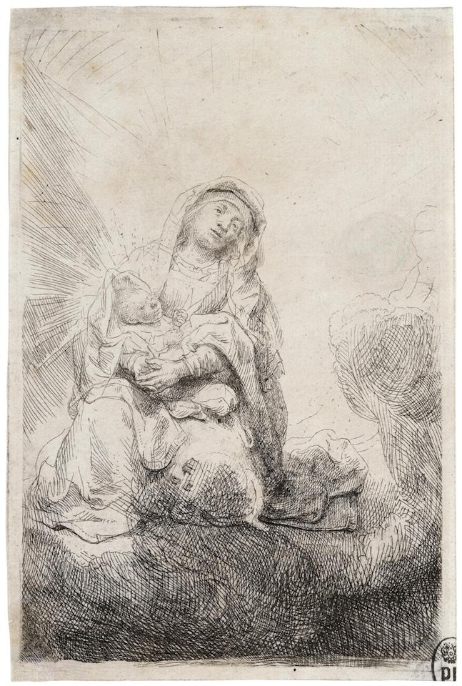 The Virgin and Child in the Clouds by Attributed to Rembrandt Harmensz van Rijn