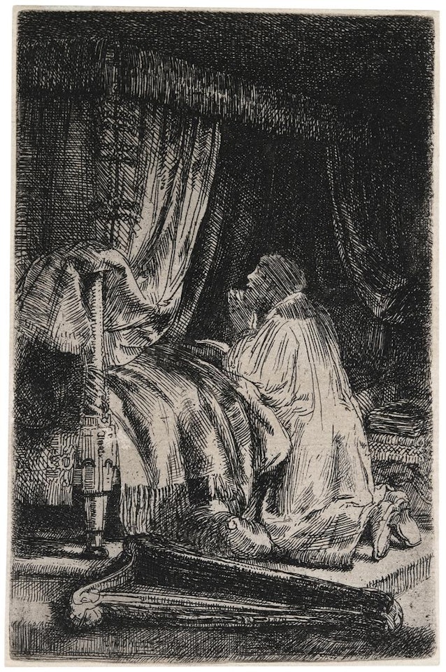 David in Prayer by Attributed to Rembrandt Harmensz van Rijn