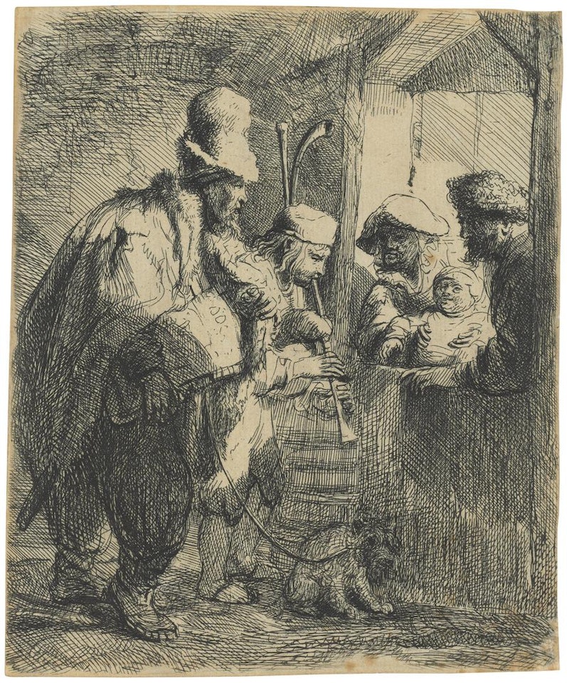 The strolling Musicians by Attributed to Rembrandt Harmensz van Rijn
