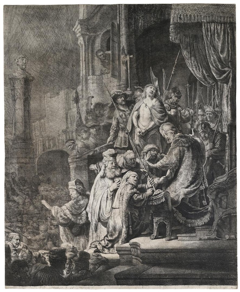 Christ before Pilate: Large Plate by Attributed to Rembrandt Harmensz van Rijn