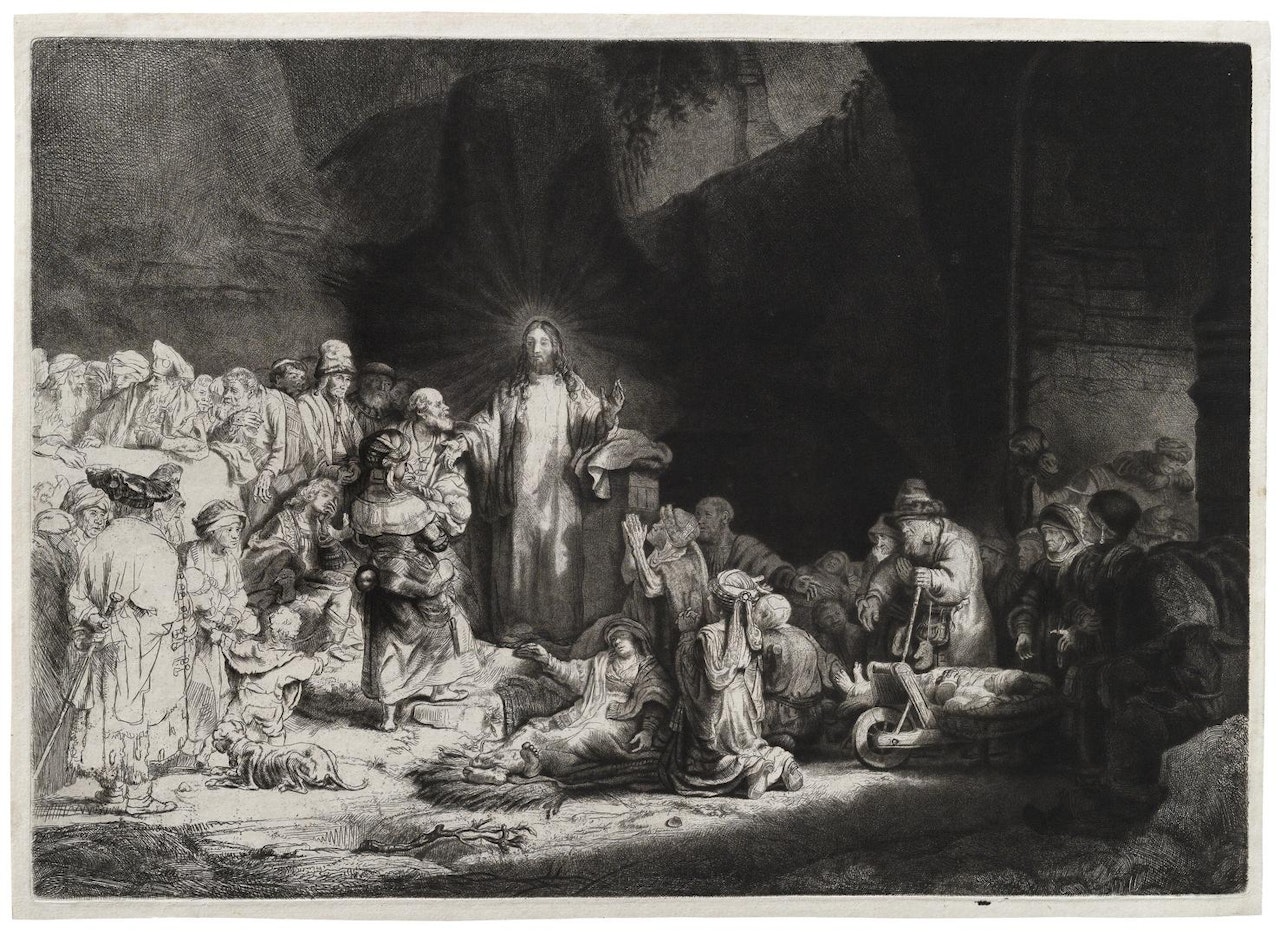 Christ healing the Sick ('The Hundred Guilder Print') by Attributed to Rembrandt Harmensz van Rijn