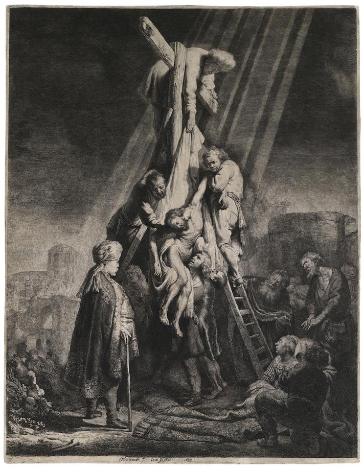 The Descent from the Cross: Second Plate by Attributed to Rembrandt Harmensz van Rijn