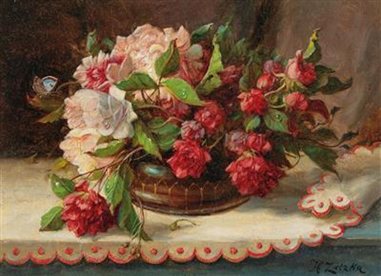 Roses and Butterfly by Hans Zatzka