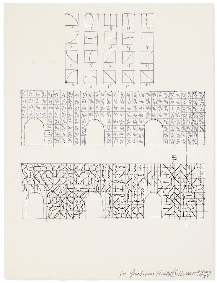 Working drawing for Wall Drawing, Art Gallery of New South Wales, Sydney (1977) by Sol LeWitt