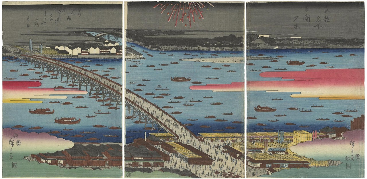 Evening Cool at Ryogoku Bridge by Utagawa Hiroshige