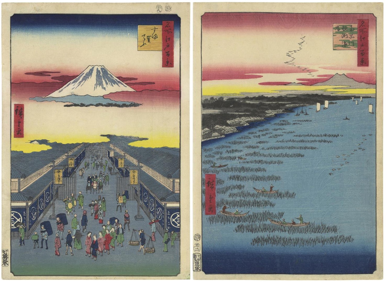 Suruga-cho; Minami-Shinagawa and Samezu Coast (Minami-Shinagawa Samezu kaigan) by Utagawa Hiroshige