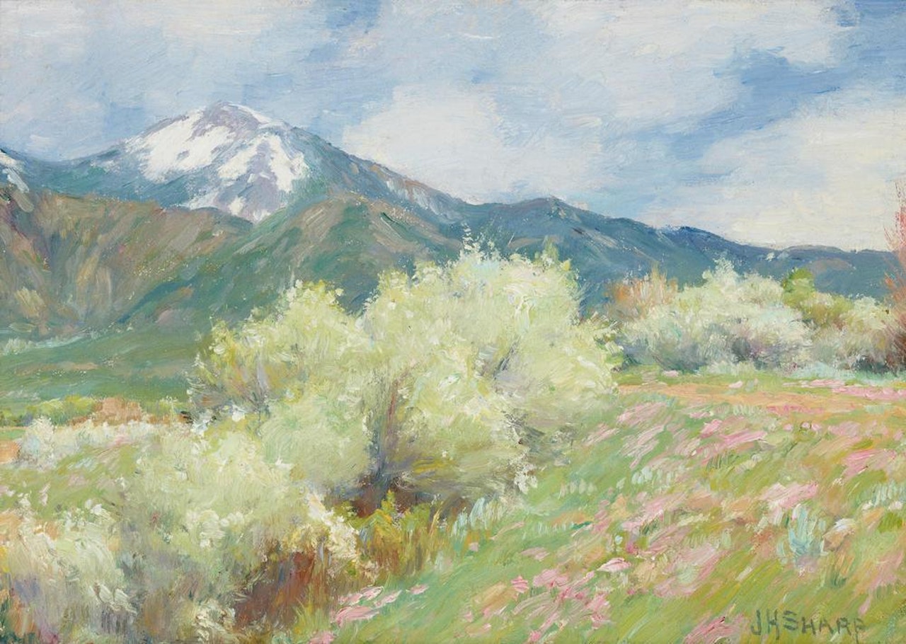 Wild Plum Blossoms, Taos Mountains, New Mexico by Joseph Henry Sharp