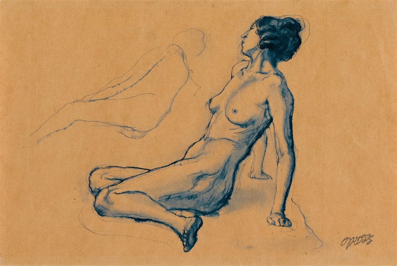 Sitzender weibicher Akt by George Grosz