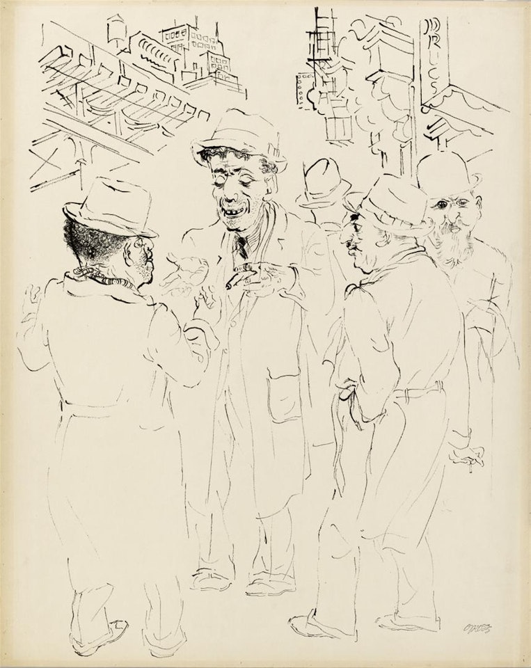 Downtown Manhattan; Study of a Cook by George Grosz