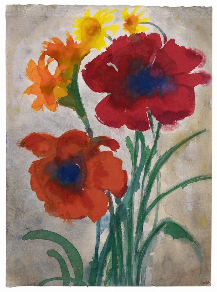 Roter Mohn (Mohnblumen, Iris und Sonnenhut) by Emil Nolde
