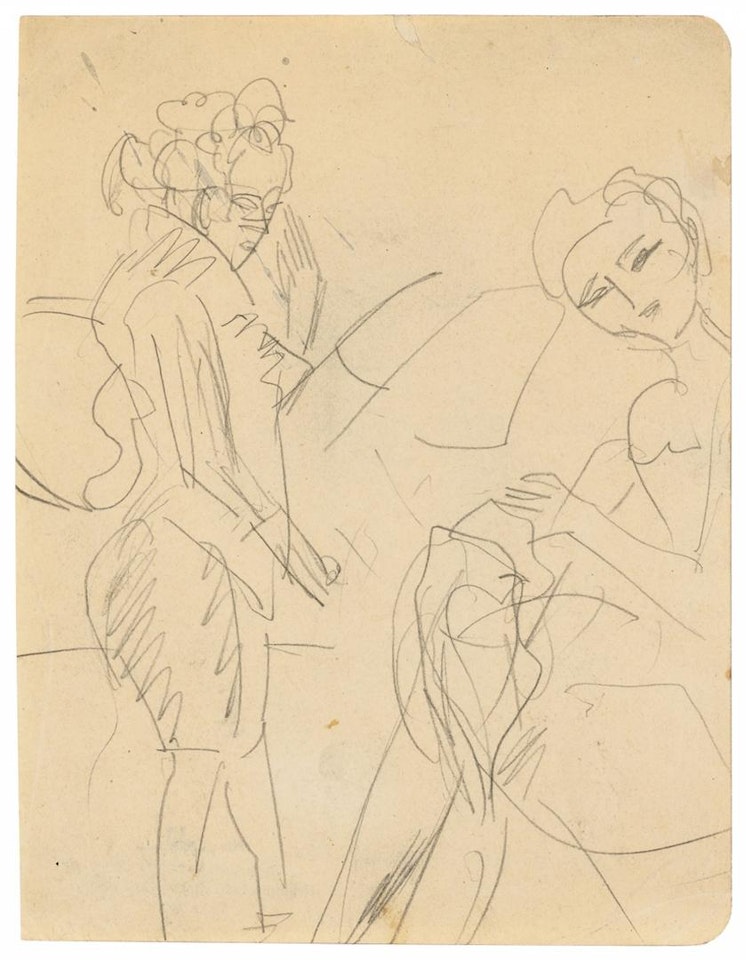 Untitled (Stehende Frau und nähendes Mädchen) by Ernst Ludwig Kirchner