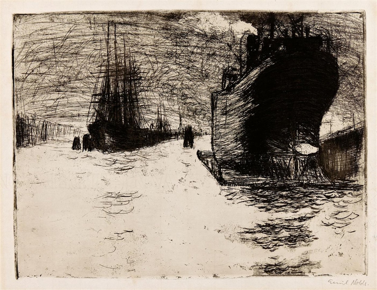 Hamburg, Reiherstiegdock by Emil Nolde
