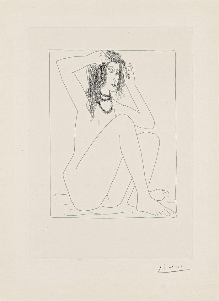 Femme nue se couronnant de Fleurs by Pablo Picasso