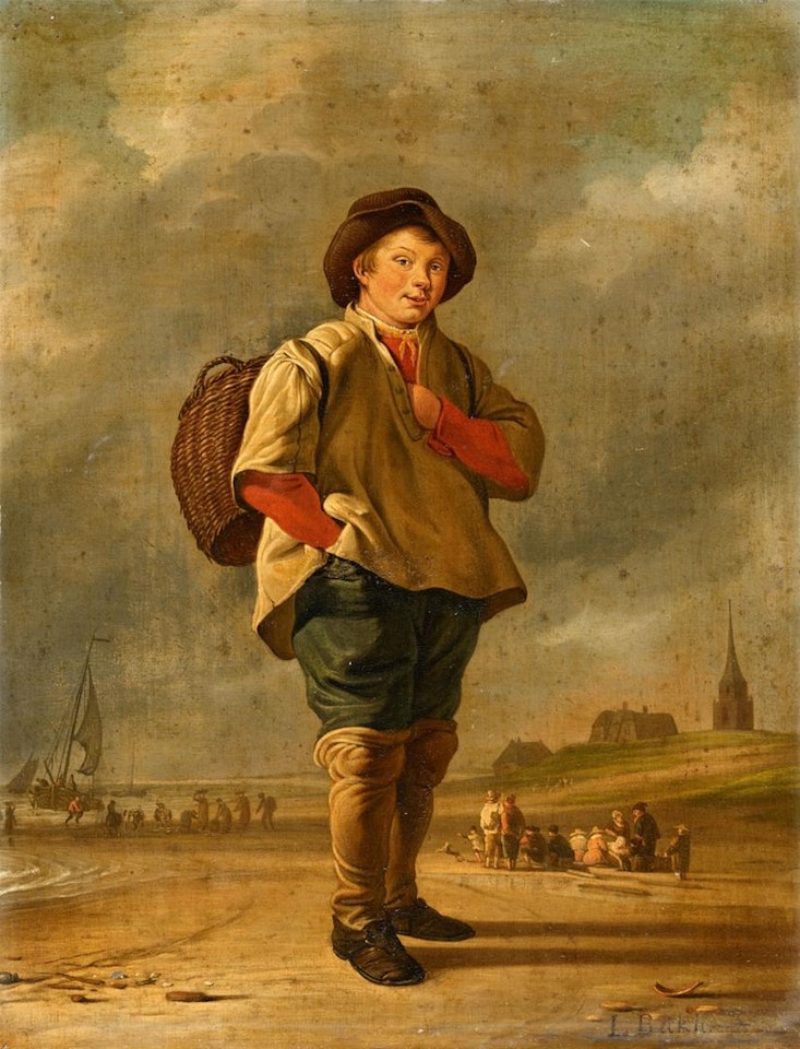 Coastal Scene with a Boy Carrying a Basket by Ludolf Backhuysen