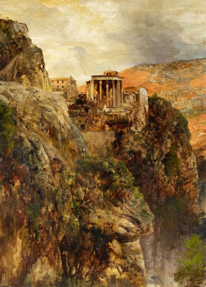 The Temple of Vesta in Tivoli by Oswald Achenbach