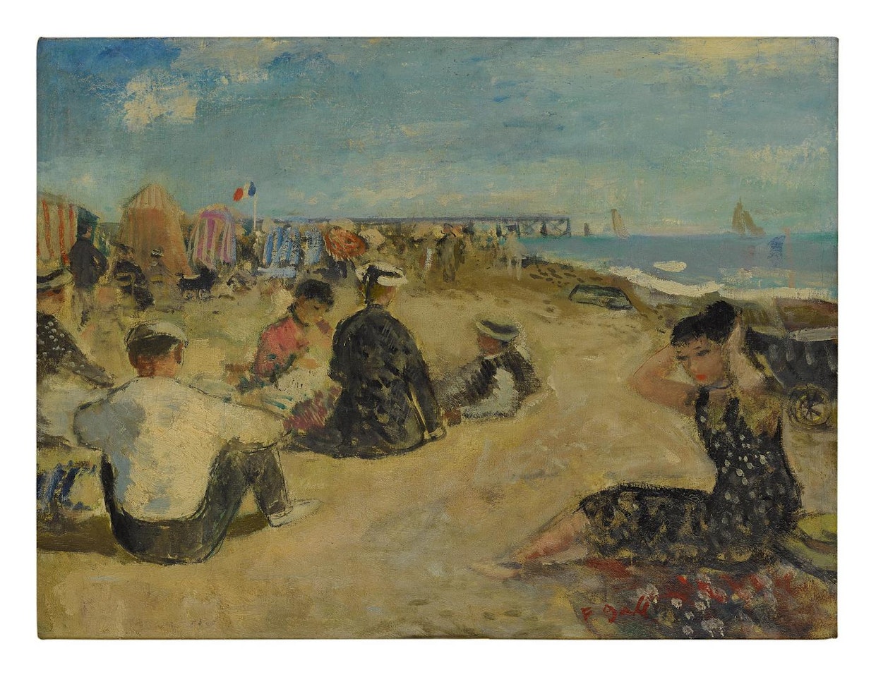 EUGÉNIE, LE BÉBÉ ET LA FAMILLE GALL—PLAGE D’ARCACHON by François Gall
