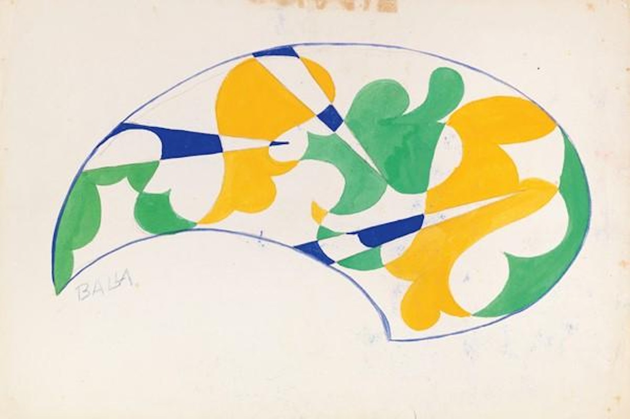 Motivo per ricamo giallo, verde e cobalto by Giacomo Balla