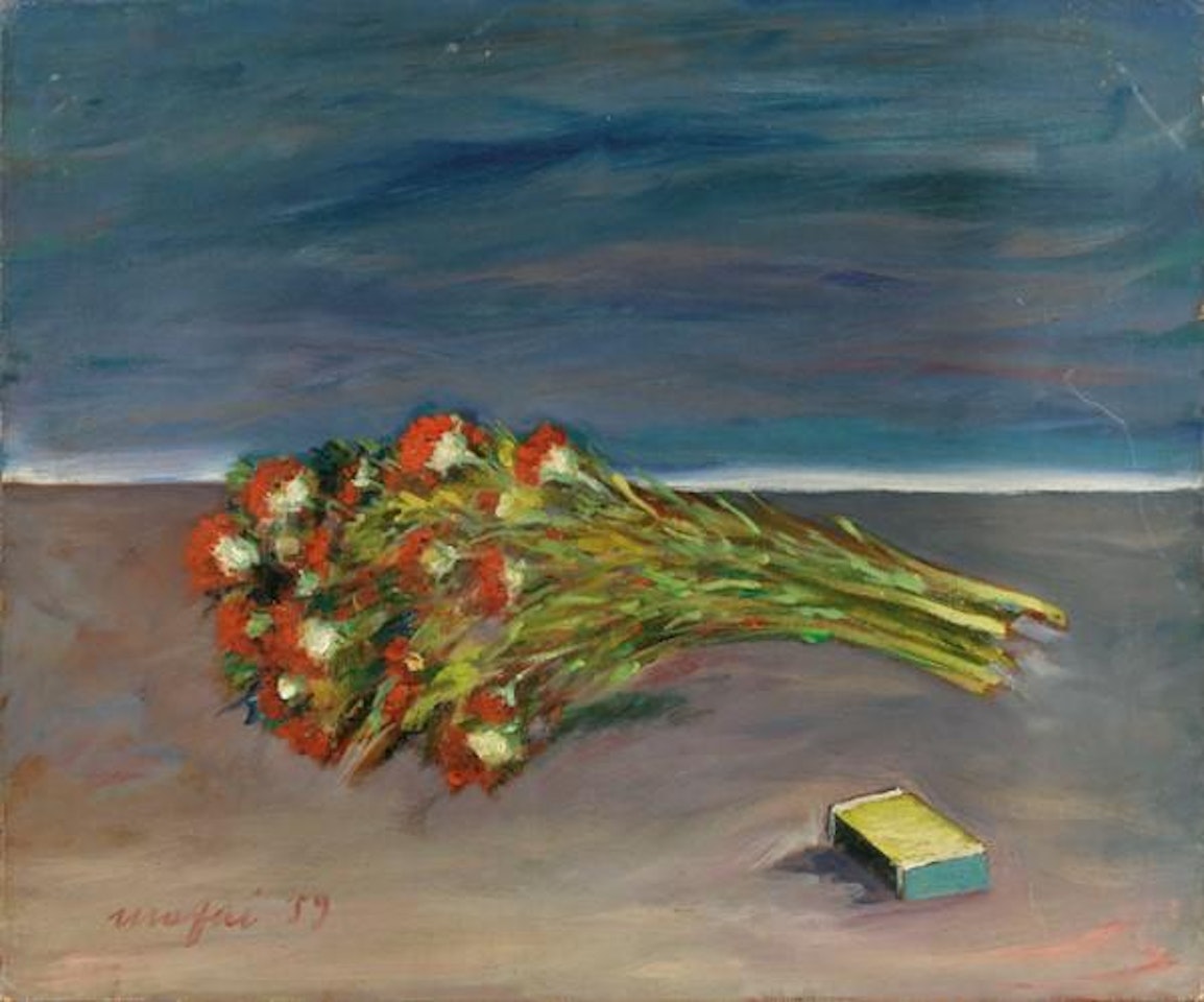 Fiori su un tavolo by Mario Mafai
