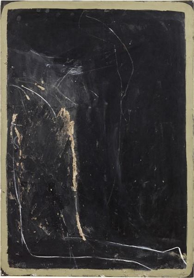 Negro lacerado con el borde ocre by Antoni Tapies