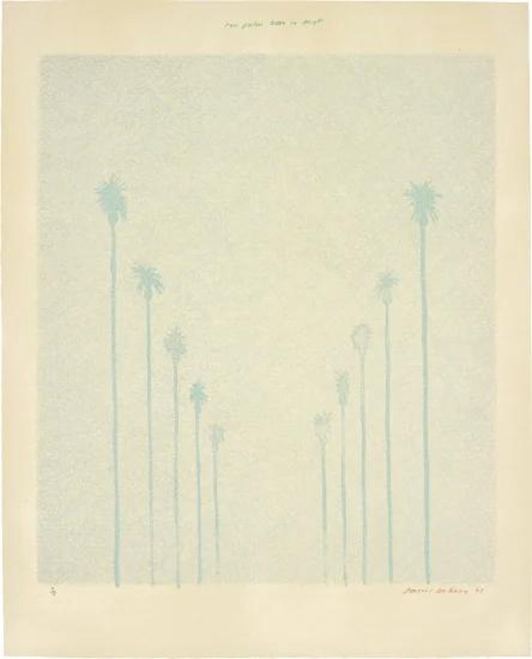 Ten Palm Trees in the Mist by David Hockney