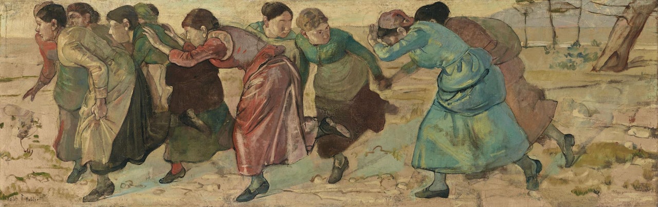Fliehende Frauen am Umzug der Escalade by Ferdinand Hodler