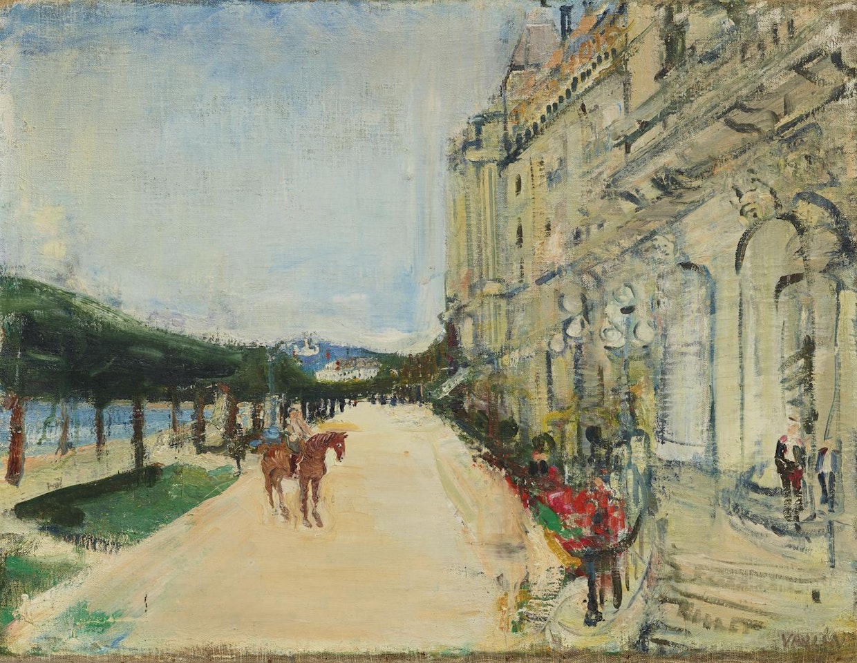Ansicht des Grand Hotel National in Luzern by Willy Guggenheim Varlin