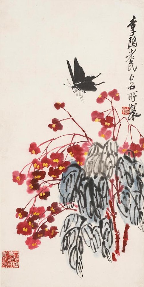 Begonias and Butterfly by Qi Baishi
