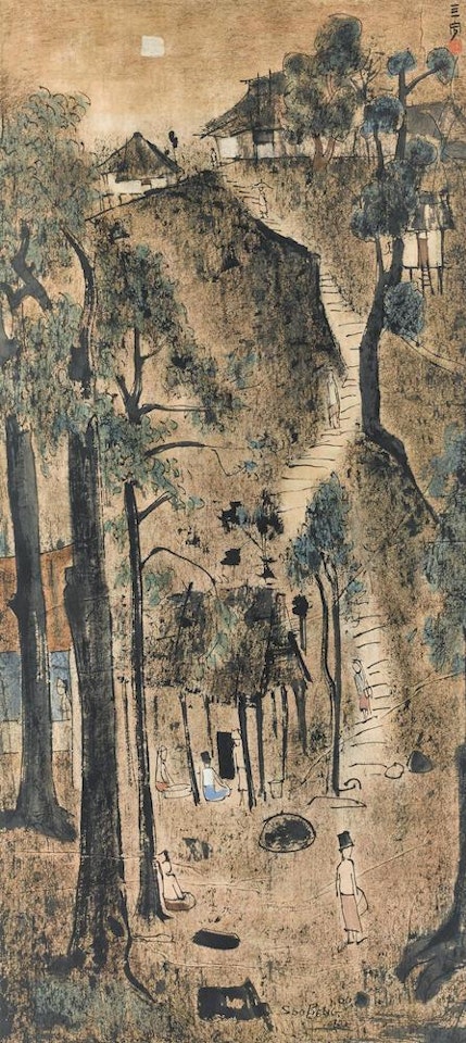 Kampong Scene by Cheong Soo Pieng