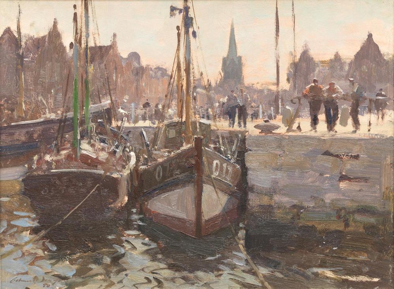 A Corner of the Inner Basin, Ostend by Edward Seago