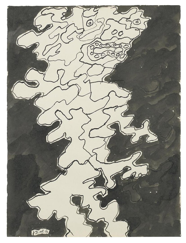 Personnage fond noir (Figure with Black Ground) by Jean Dubuffet
