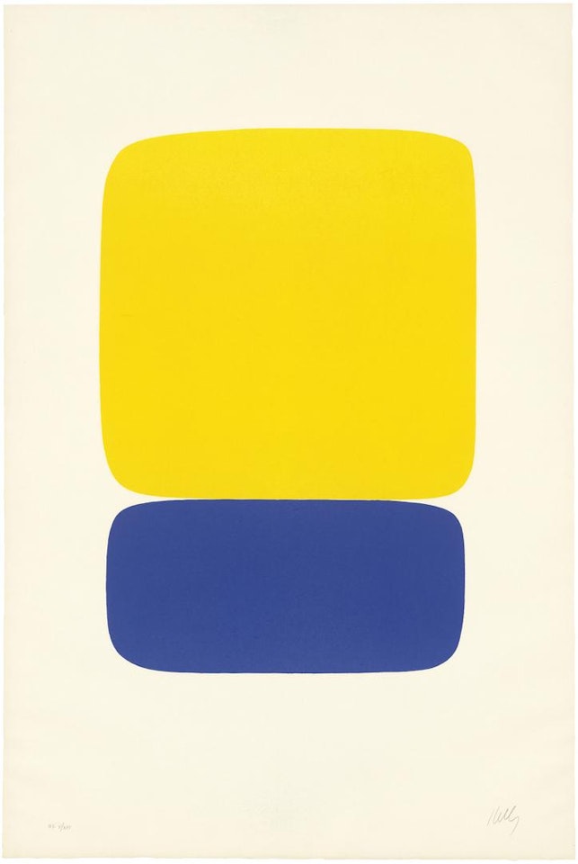 Yellow over Dark Blue, Plate 19, from: Série IX by Ellsworth Kelly