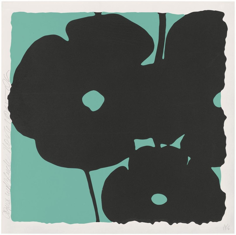 Aqua and Black, Nov 6, 2015, from: Reversal Poppies by Donald Sultan