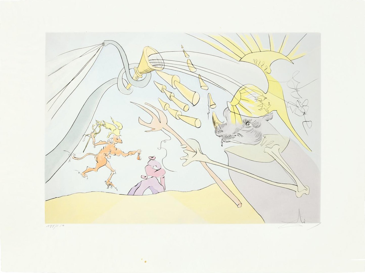 LES SONGES DRÔLATIQUES DE PANTAGRUEL (M. & L. 1398-1422; F. PP. 173-174) by Salvador Dali