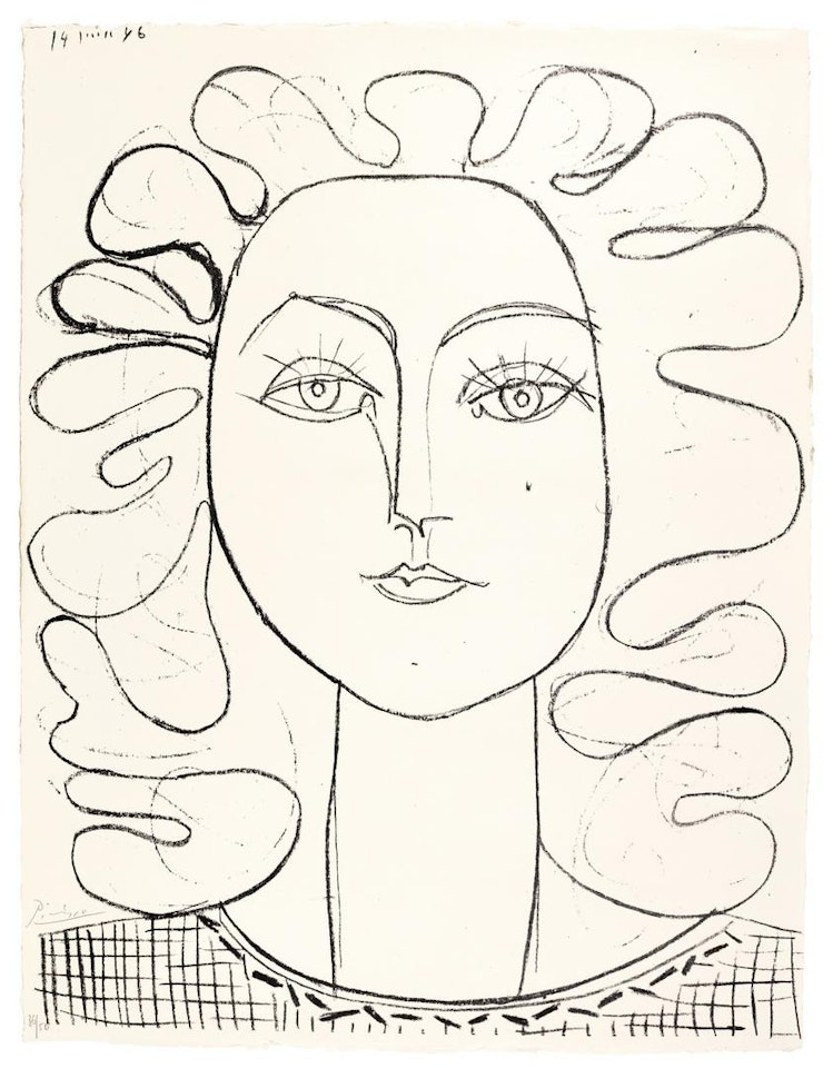 FRANÇOISE AUX CHEVEUX ONDULÉS (B. 403; MOURLOT 47) by Pablo Picasso