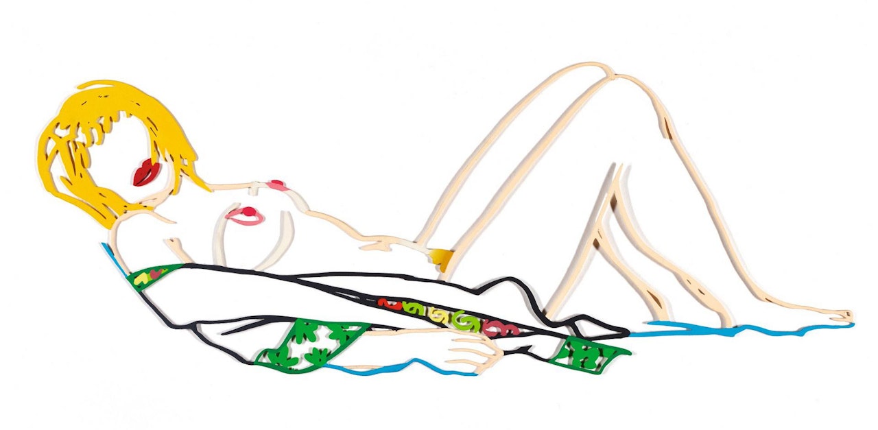 MONICA LYING DOWN ON ROBE by Tom Wesselmann