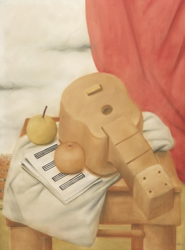 Still life with Guitar (Naturaleza Muerta con Guitarra) by Fernando Botero