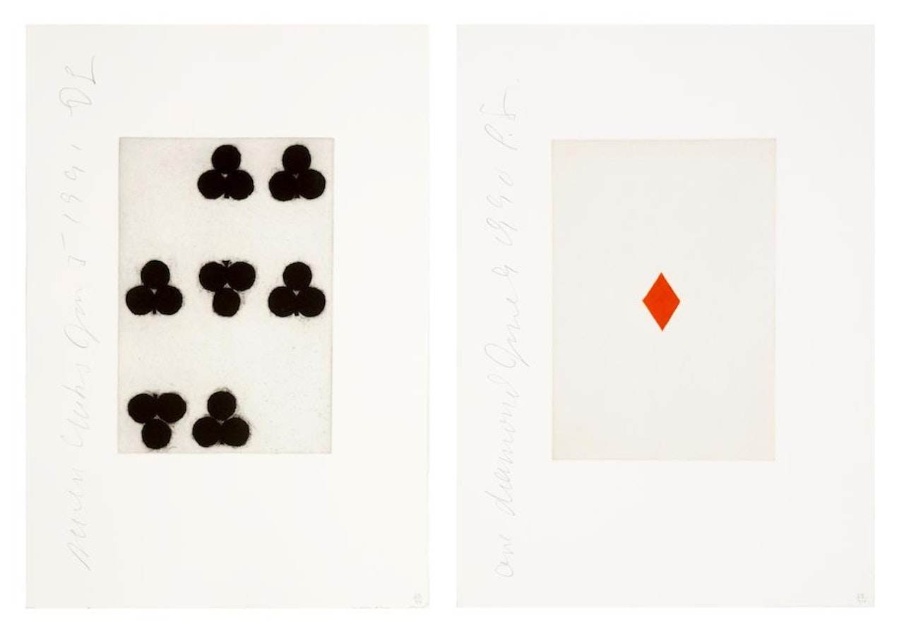 One of Diamonds and Seven of Clubs, from Play Cards, -91 by Donald Sultan