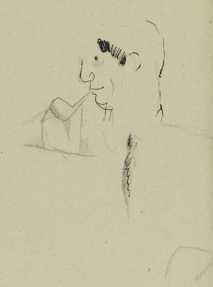 Portrait De Pablo Picasso À La Pipe En Profil by Jean Cocteau