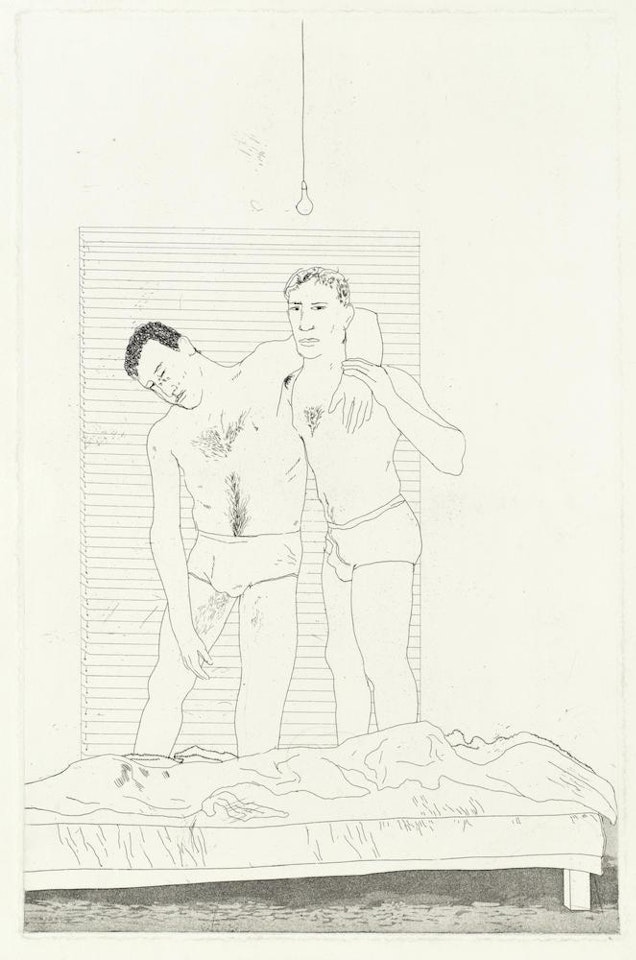 One Night, from 'Illustrations for Fourteen Poems from C.P. Cavafy' (MCA Tokyo; Scottish Arts Council 56) by David Hockney