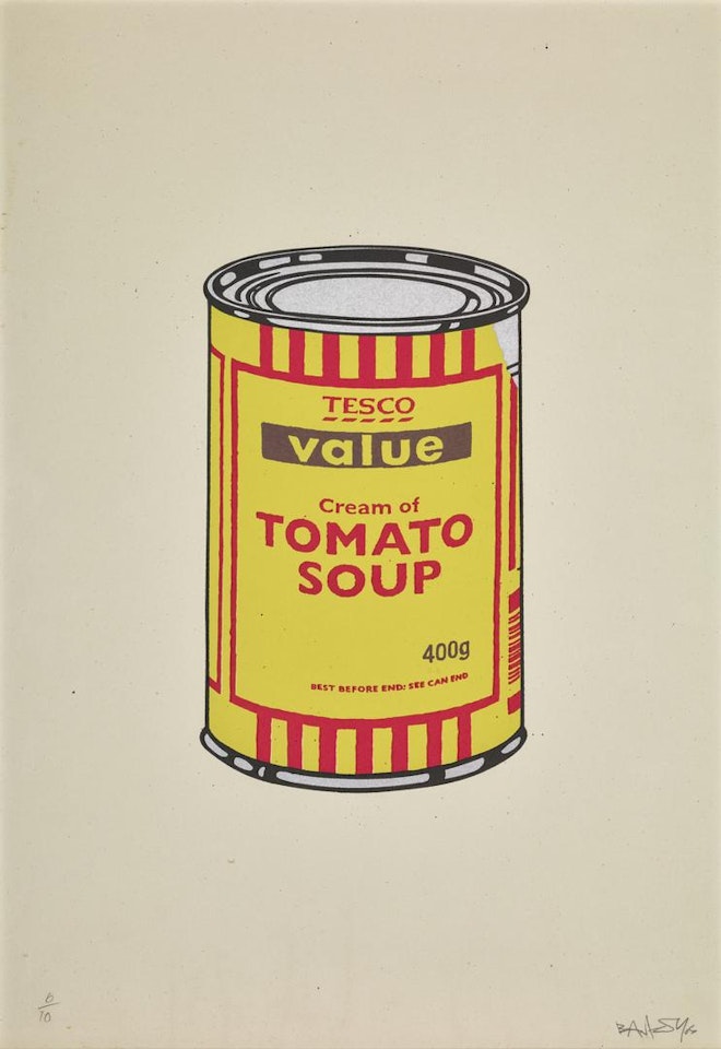 SOUP CAN (YELLOW AND RED) by Banksy