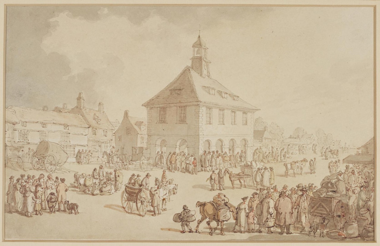 Market day in a country town, possibly Brackley, Northamptonshire by Thomas Rowlandson
