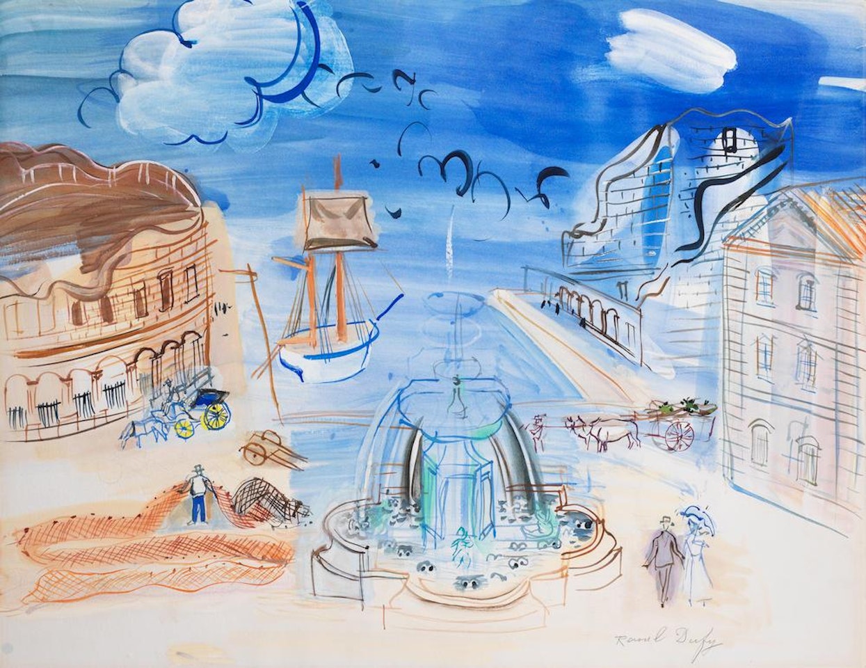 Composition au port et à la fontaine by Raoul Dufy