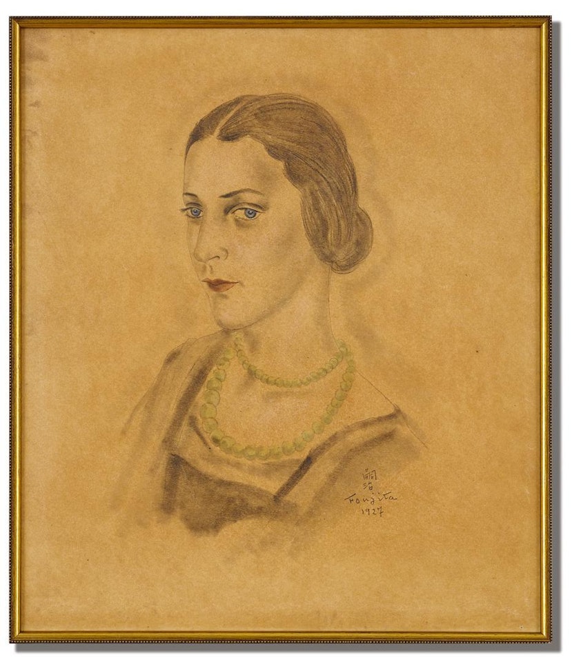 PORTRAIT DE JEUNE FEMME (NELLY COSMELLI) by Leonard Tsuguharu Foujita