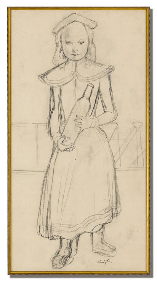JEUNE FILLE À LA COLERETTE À LA BOUTEILLE DE LAIT by Leonard Tsuguharu Foujita