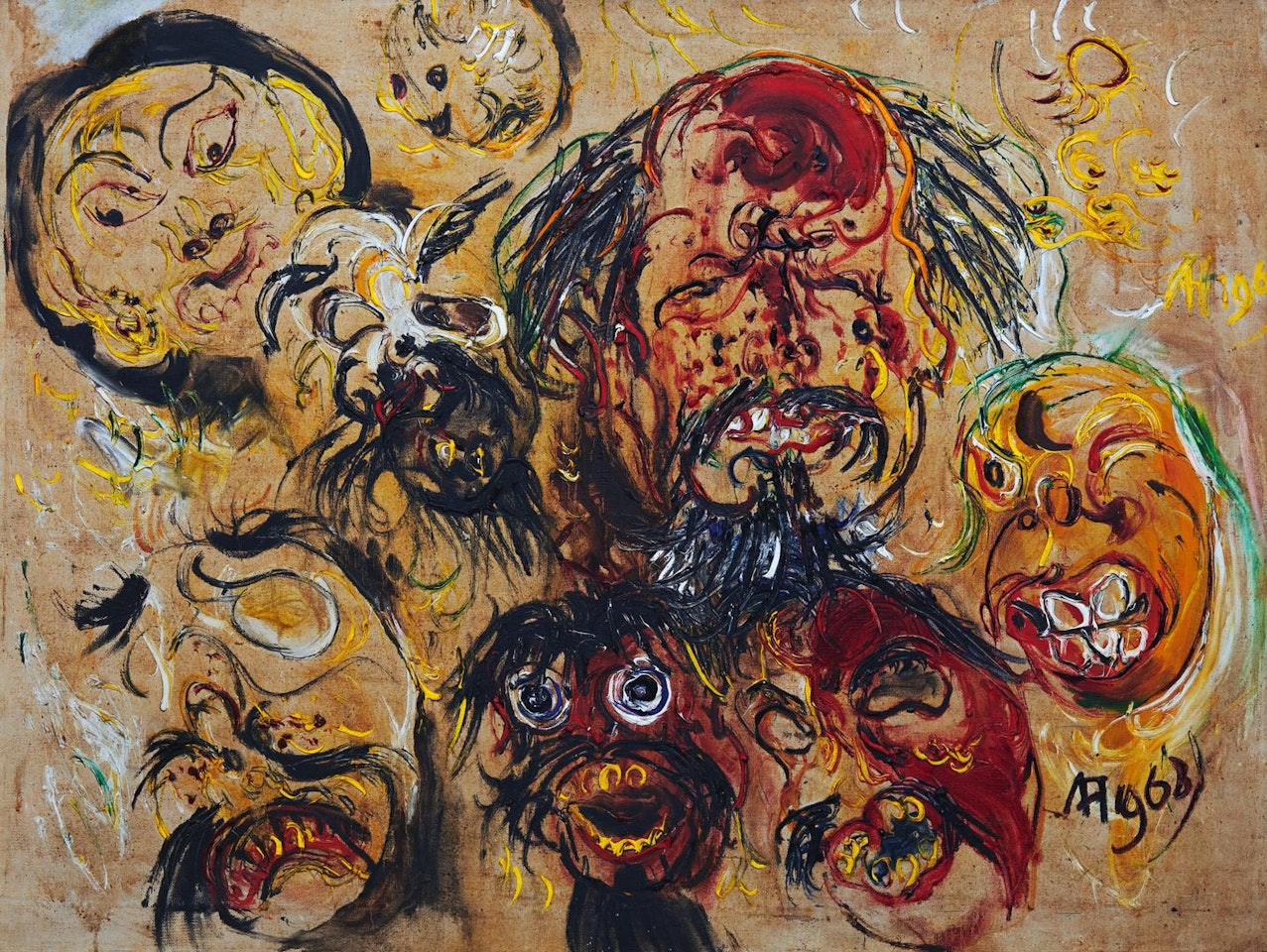 TOPENG - TOPENG WITH SELF PORTRAIT (SELBSTPORTRAIT MIT MASKEN) by Affandi